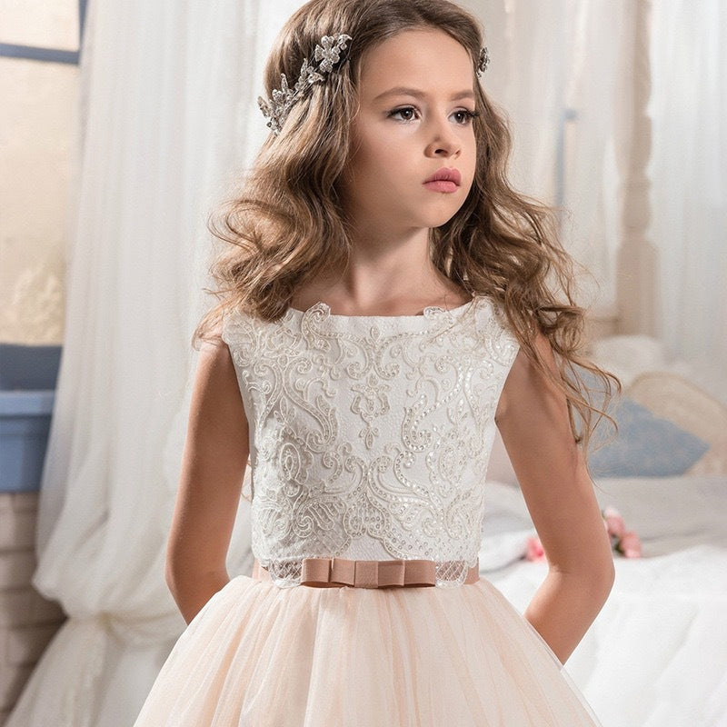 Teen Wedding Girl Dress First Comunion Dress for Girl Evening Princess Flower Dress Kids Clothes Costume Vestido 8 -14 Year