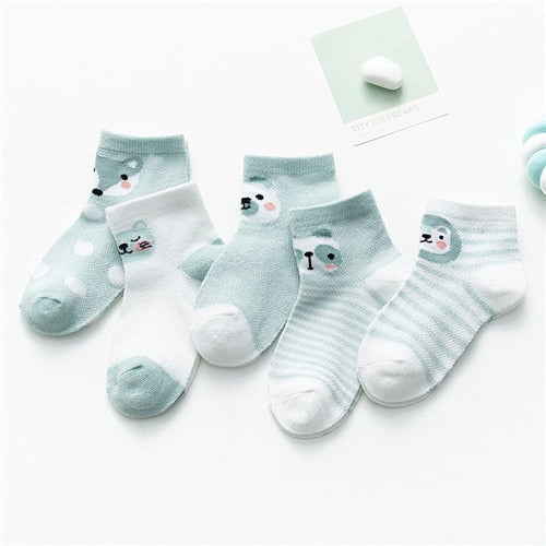 5Pairs / lot Kleinkind-Baby-Socken-Sommer-Ineinander greifen-dünne Baby-Socken für Mädchen-Baumwollneugeborenes Baby-Mädchen-Socken-preiswertes Material