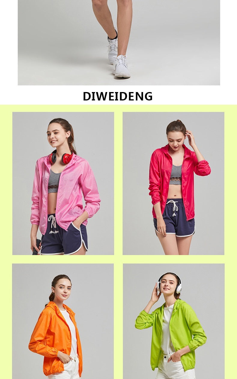 Camping Regenjacke Männer Frauen Wasserdichte Sonnenschutzkleidung Angeln Jagdkleidung Schnell trocknende Haut Windjacke mit Tasche