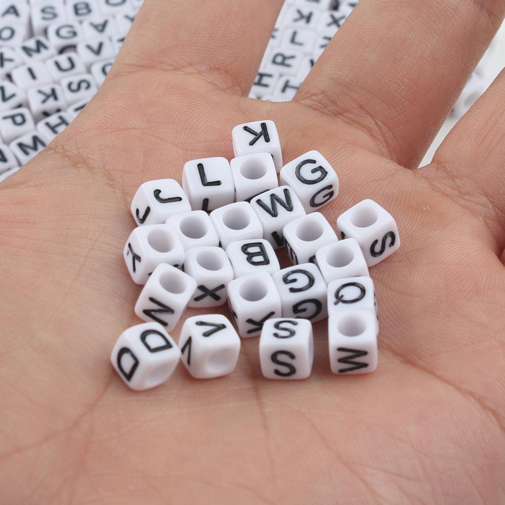 Mixed Letter Acrylic Beads Round Flat Alphabet Digital Cube Loose Spacer Beads For Jewelry Making Handmade Diy Bracelet Necklace