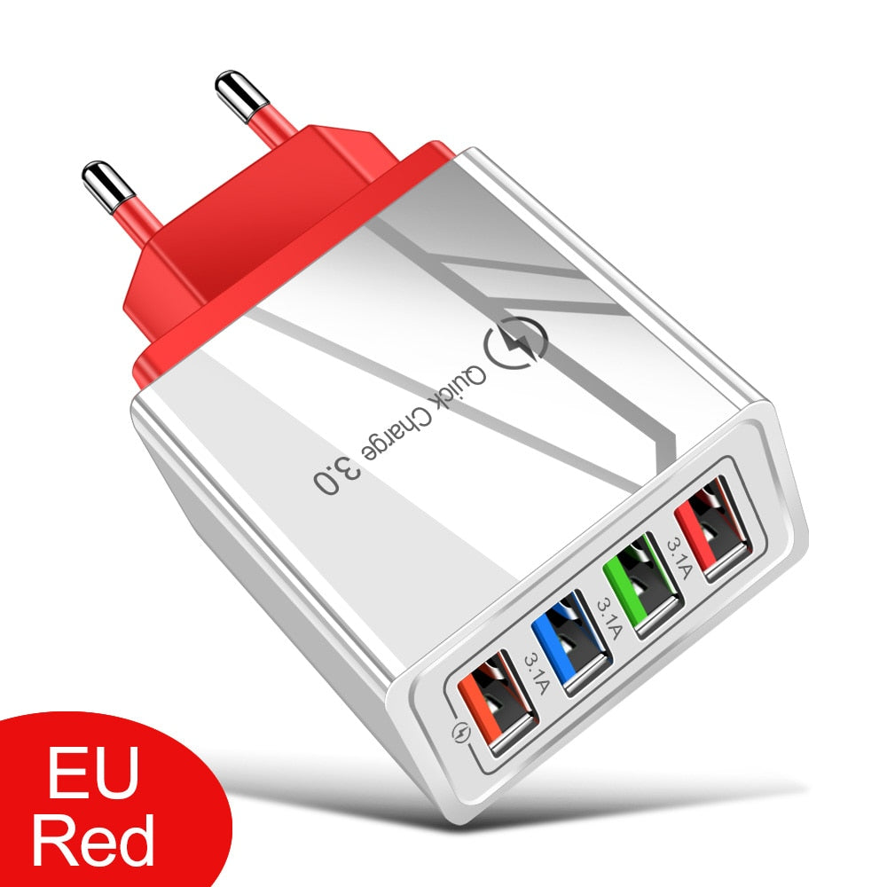 EU / US-Stecker USB-Ladegerät Quick Charge 3.0 für Telefonadapter für iPhone 12 Pro Max Tablet Portable Wall Mobile Charger Fast Charger