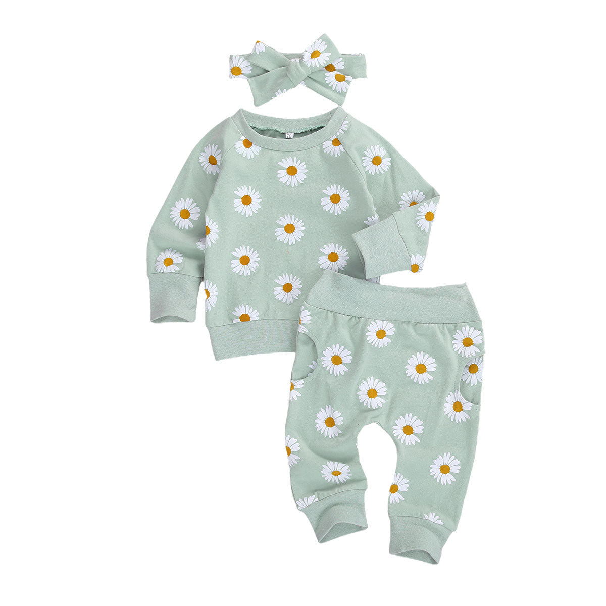 Enfant en bas âge nouveau-né bébé fille 0-24M, ensemble de vêtements d'automne marguerite haut en coton imprimé pantalons longs 2 pièces tenues