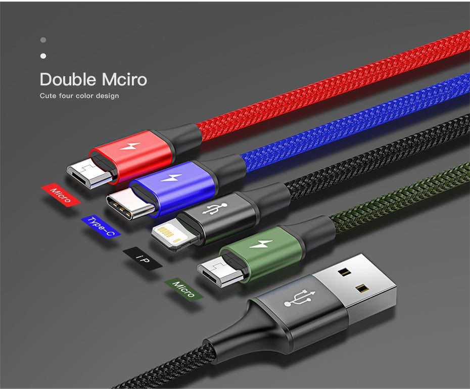 Baseus 3 in 1 USB Cable Type C Cable for Samsung, Xiaomi Mi, 4 in 1 Cable for iPhone 14 13 12 X 11 Pro Max Charger Micro USB Cable