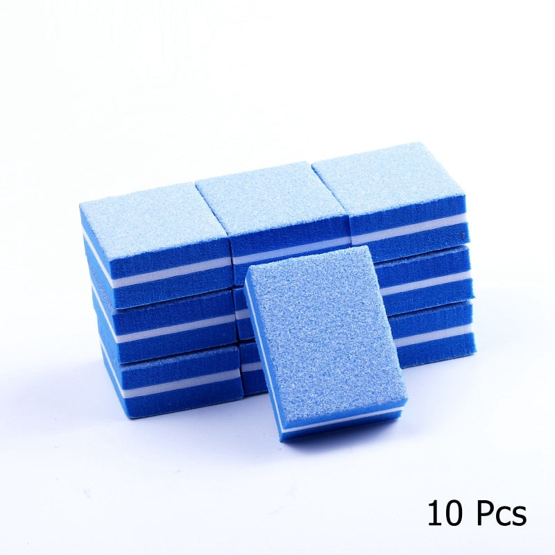 25/50pcs / lot Mini blocs de lime à ongles double face Éponge colorée Vernis à ongles Bandes de tampon de ponçage Outils de manucure de polissage