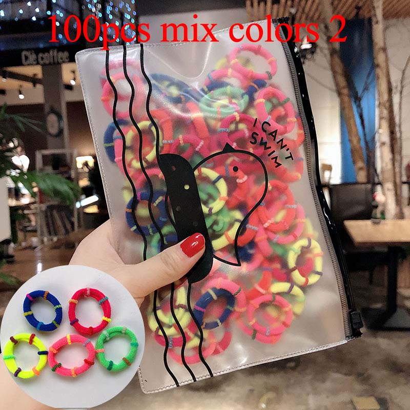 50/100 teile/satz Mädchen Bunte Nylon Kleine Elastische Haarbänder Kinder Pferdeschwanz Halter Scrunchie Stirnband Kinder Haarschmuck