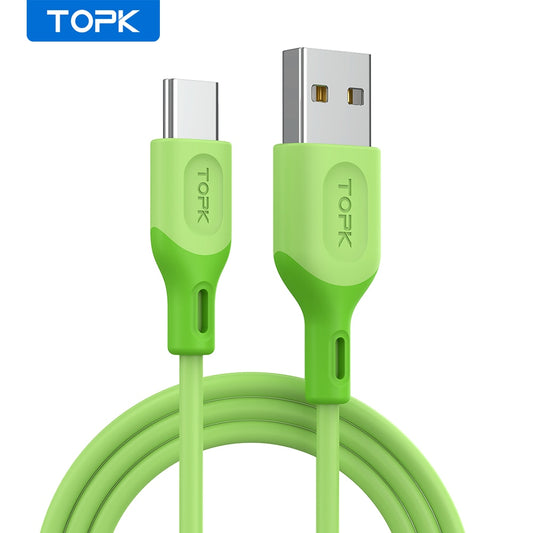 Câble micro USB de type C, câble de données de téléphone portable en silicone liquide à charge rapide