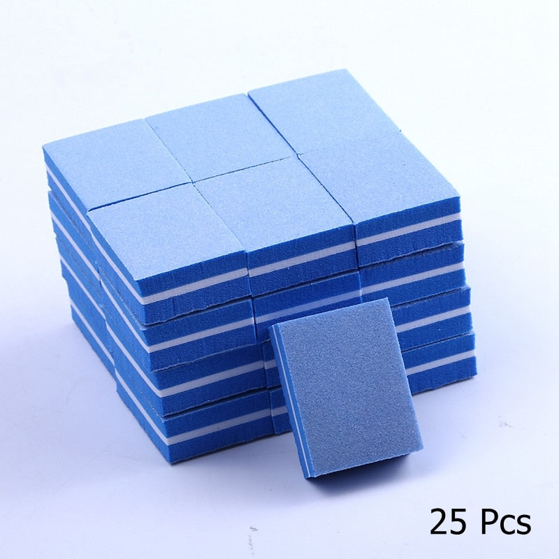 25/50pcs / lot Mini blocs de lime à ongles double face Éponge colorée Vernis à ongles Bandes de tampon de ponçage Outils de manucure de polissage