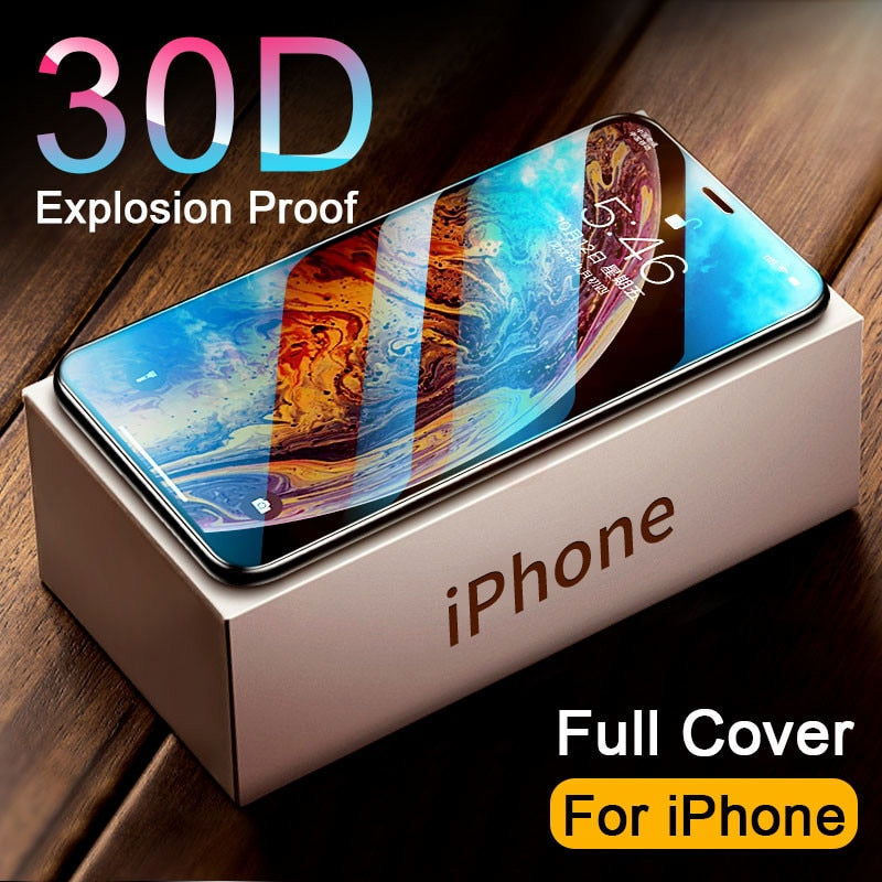 30D Full Cover gehärtetes Glas auf für iPhone 11 12 13 14 PRO MAX Displayschutzfolie Schutzglas auf iPhone 11 X XR XS MAX Glas