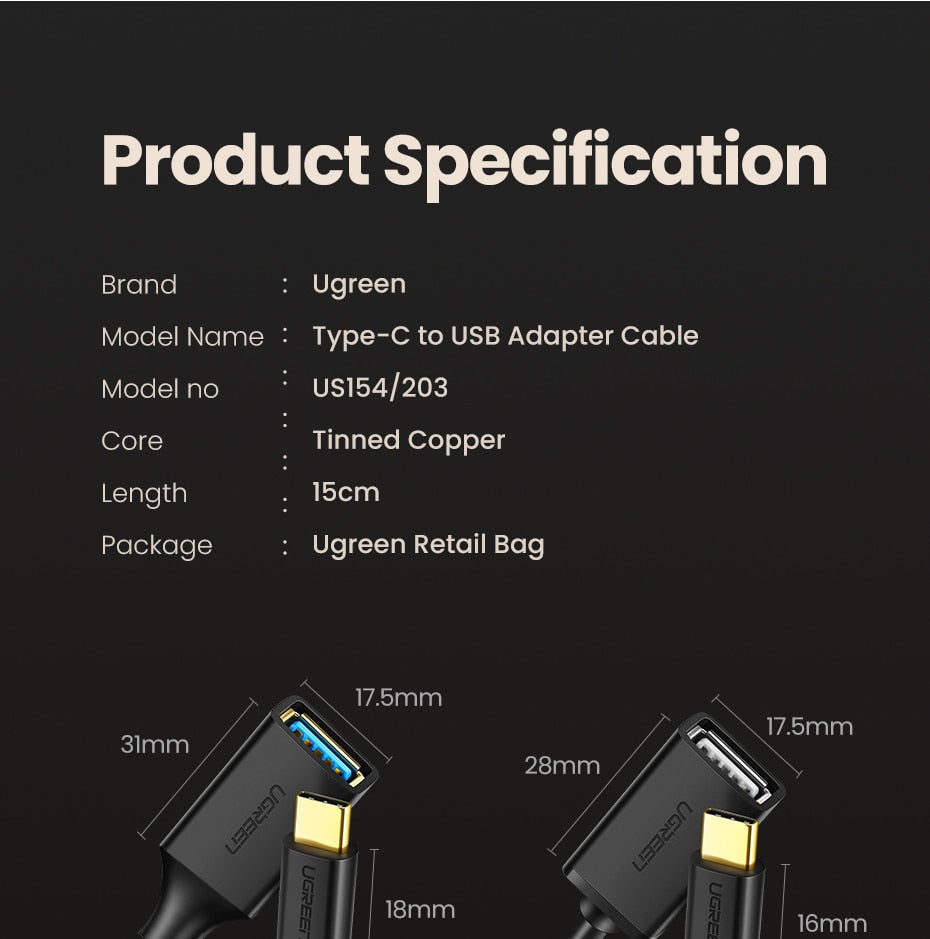 Ugreen USB C to USB Adapter OTG Cable USB Type C Male to USB 3.0 2.0 Female Cable Adapter for MacBook Pro Samsung Type-C Adapter