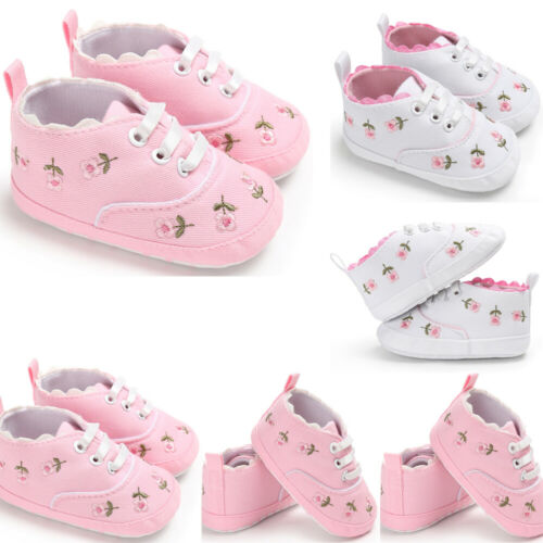 Summer Baby Infant Girl Soft Sole Crib Toddler Canvas Cute Flower Sneaker Shoes