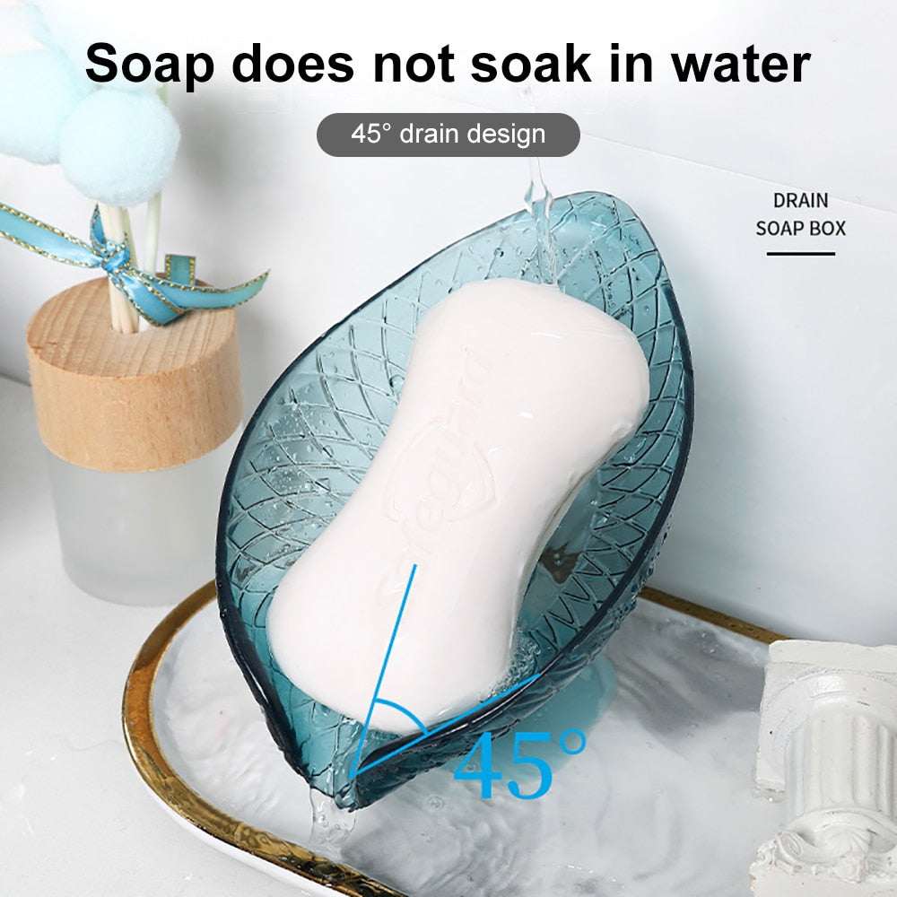 2PCS Suction Cup Soap dish For bathroom Shower Portable Leaf Soap Holder Plastic Sponge Tray For Kitchen Bathroom accessories