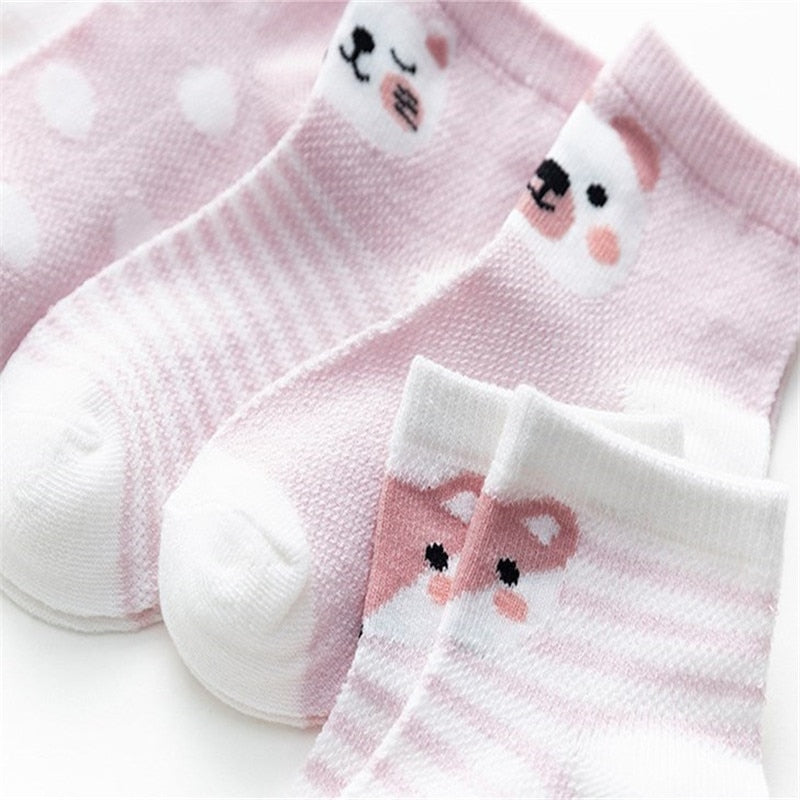 5Pairs / lot Kleinkind-Baby-Socken-Sommer-Ineinander greifen-dünne Baby-Socken für Mädchen-Baumwollneugeborenes Baby-Mädchen-Socken-preiswertes Material