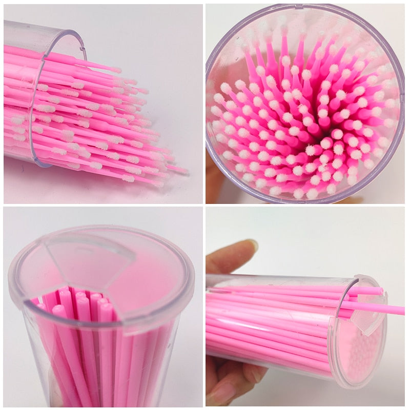 100PCS/Bottle Eyelash Extension Cleaning Swabs Lash Lift Glue Remover Applicators Microblade Makeup Micro Brushes Tool