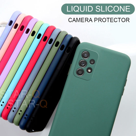 Camera Protector Liquid Silicone Phone Case For Samsung Galaxy A52 A72 A32 4G 5G A53 Original Back Cover Cases