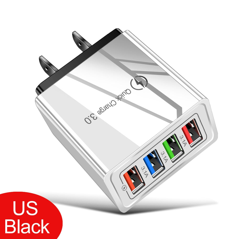 EU / US-Stecker USB-Ladegerät Quick Charge 3.0 für Telefonadapter für iPhone 12 Pro Max Tablet Portable Wall Mobile Charger Fast Charger