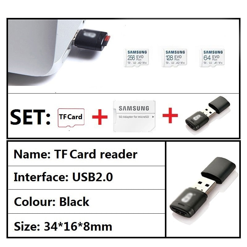 SAMSUNG EVO Plus Carte mémoire 32 Go/SDHC 64 Go/128 Go/256 Go/512 Go SDXC Micro SD/TF Cartes Flash MicroSD