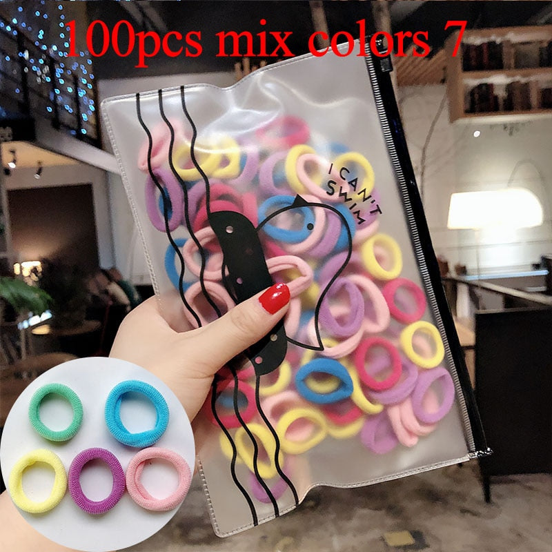 50/100 pièces/ensemble filles coloré Nylon petits élastiques bandes de cheveux enfants élastique pour queue de cheval Chouchou bandeau enfants cheveux accessoires