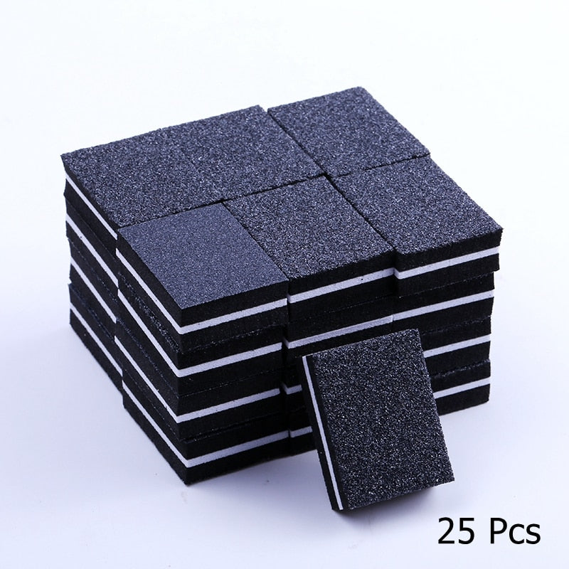 25/50pcs / lot Mini blocs de lime à ongles double face Éponge colorée Vernis à ongles Bandes de tampon de ponçage Outils de manucure de polissage