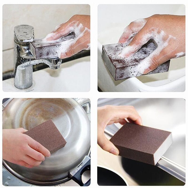 Magic Sponge Eraser Carborundum Removing Rust Cleaning Brush Descaling Clean Rub for Cooktop Pot Kitchen Sponge