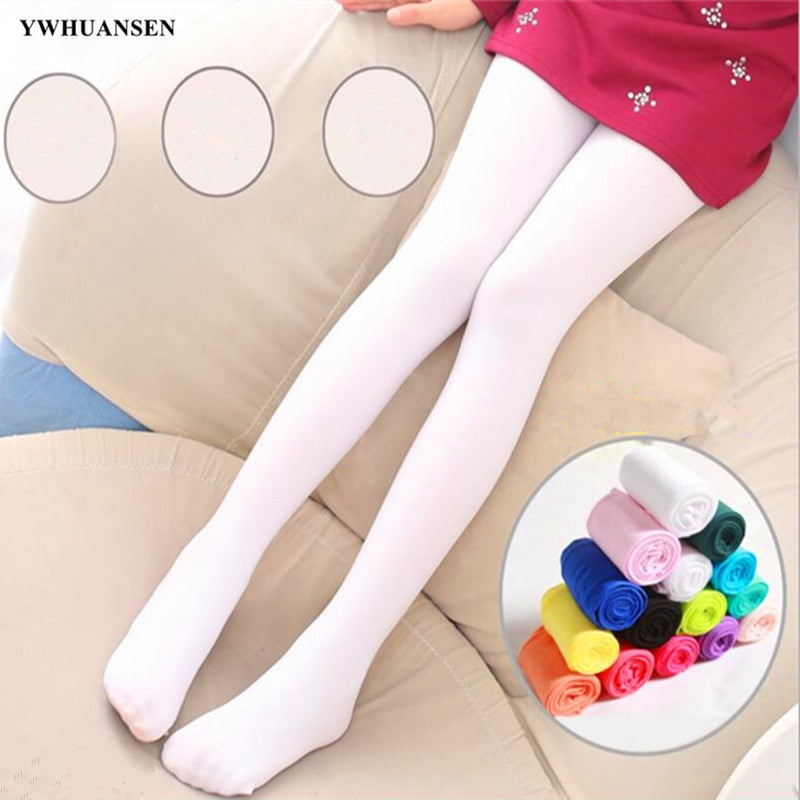 Été printemps couleur bonbon enfants collants Ballet danse collants pour filles bas enfants velours solide blanc collants