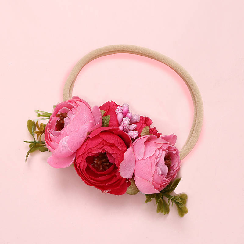 Shiny Fashion Florals Headband Newborn Baby Elastic Princess Hairbands Child Kids Pearl Fresh Style Cute Headwear Gifts