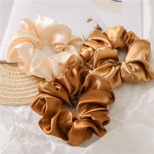 Frauen Silk Scrunchie elastisches handgemachtes mehrfarbiges Haarband Pferdeschwanz Halter Stirnband Haarschmuck Satin Seide einfarbig