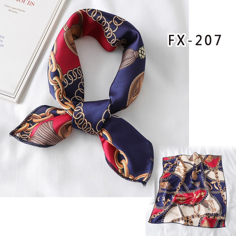 Square Silk Scarf Women Fashion Print Small Neck Scarfs Office Lady Hair Band Foulard Hand Kerchief Female Bandana Shawl