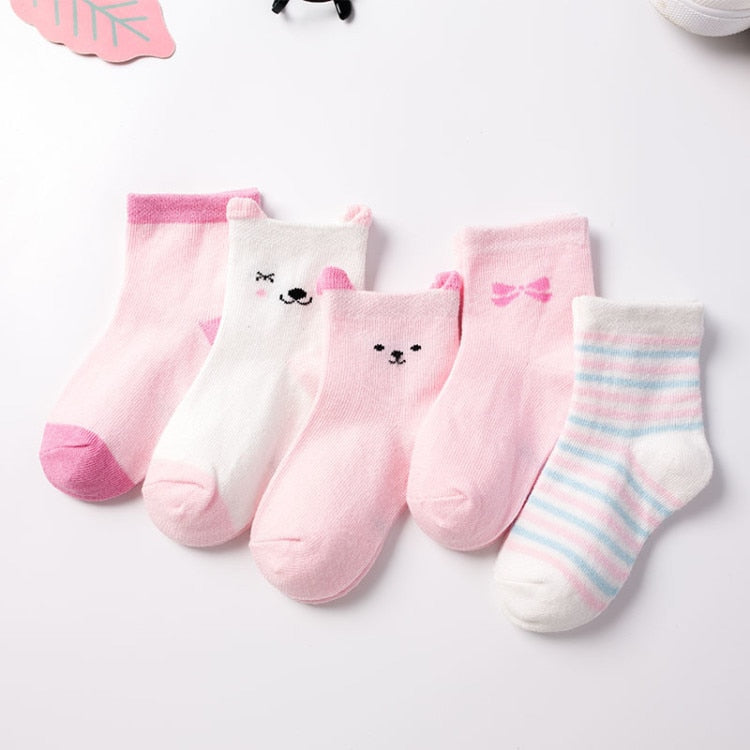 5 Paar Babysocken Neugeborenes Baby Jungensocken 0-1-3-7 Jahre Kinder Reine Baumwolle Tierdesign Fadeless Weiche Kindersocken