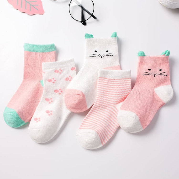 5 Paar Babysocken Neugeborenes Baby Jungensocken 0-1-3-7 Jahre Kinder Reine Baumwolle Tierdesign Fadeless Weiche Kindersocken