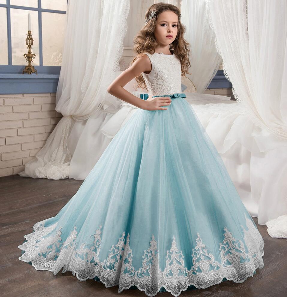 Teen Wedding Girl Dress First Comunion Dress for Girl Evening Princess Flower Dress Kids Clothes Costume Vestido 8 -14 Year