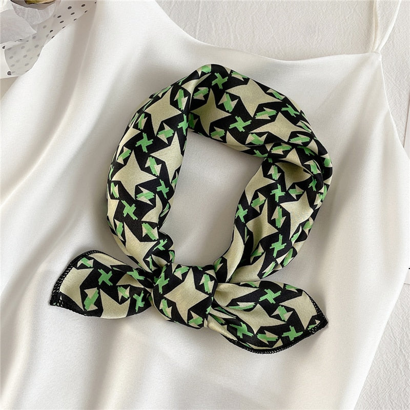 Square Silk Scarf Women Fashion Print Small Neck Scarfs Office Lady Hair Band Foulard Hand Kerchief Female Bandana Shawl