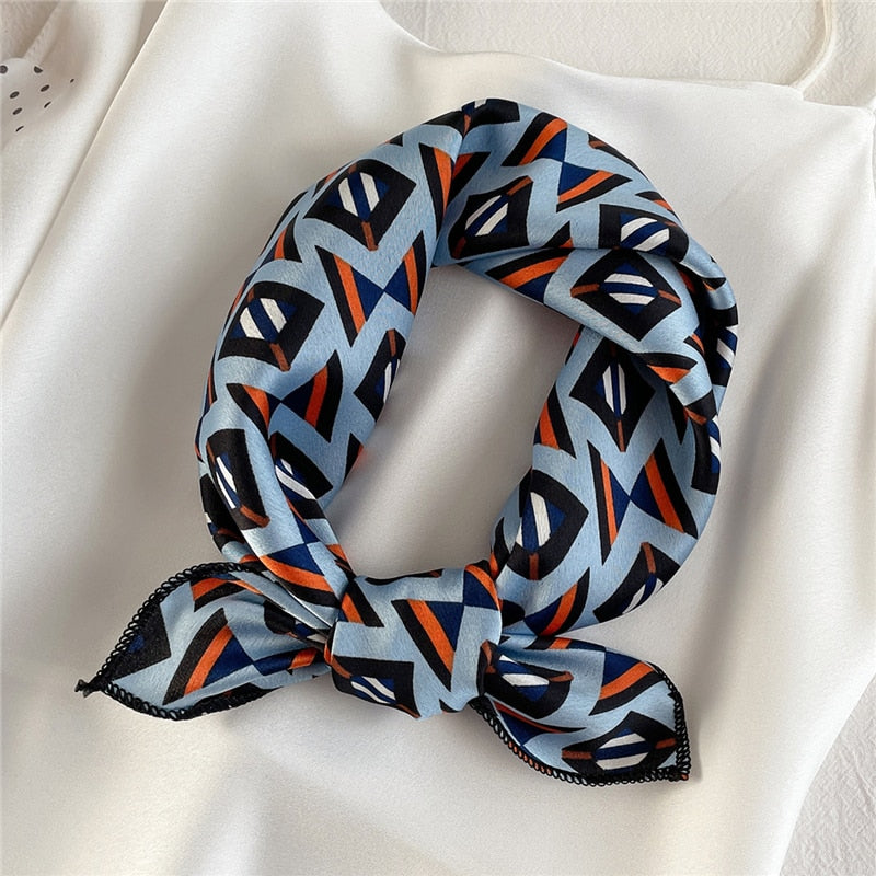 Square Silk Scarf Women Fashion Print Small Neck Scarfs Office Lady Hair Band Foulard Hand Kerchief Female Bandana Shawl