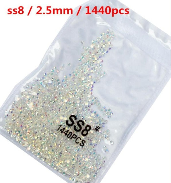 1440pcs Clear Crystal Gold 3D, Decorations Shoes And Dancing Decoration