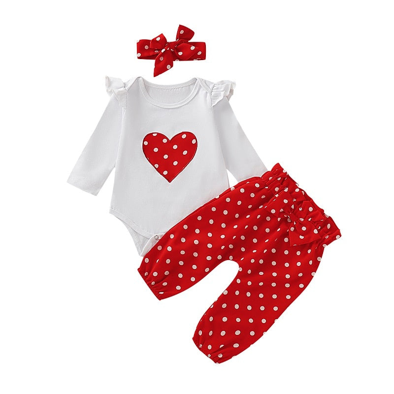 Frühling Herbst Baumwolle Neugeborenes Baby Mädchen Kleidung 0-3 Monate Polka Dot Unisex Säuglingskleidung Set Junge 3-teilige Kleidung mit Hut