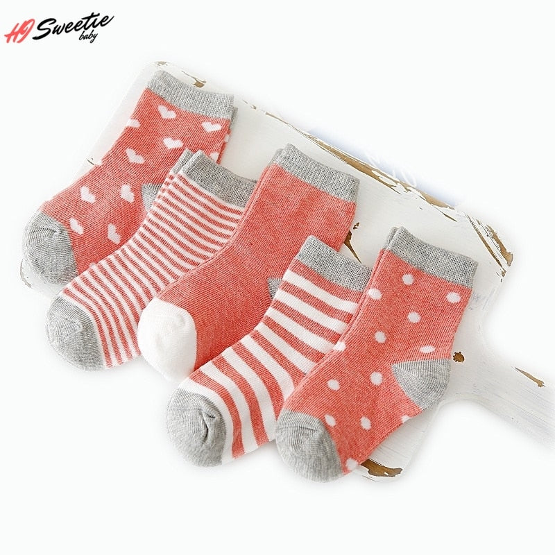 5Pairs Baby Socks Newborn Baby Boy Socks 0-1-3-7 Years Kids Pure Cotton Animal Design Fadeless Soft Children Socks