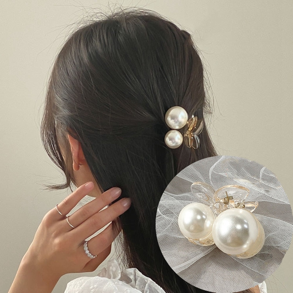 Hyperbole Big Pearls Acrylic Hair Claw Clips Big Size Makeup Hair Styling Barrettes for Women Hair Accessories