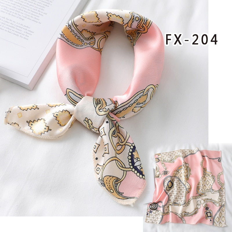 Square Silk Scarf Women Fashion Print Small Neck Scarfs Office Lady Hair Band Foulard Hand Kerchief Female Bandana Shawl