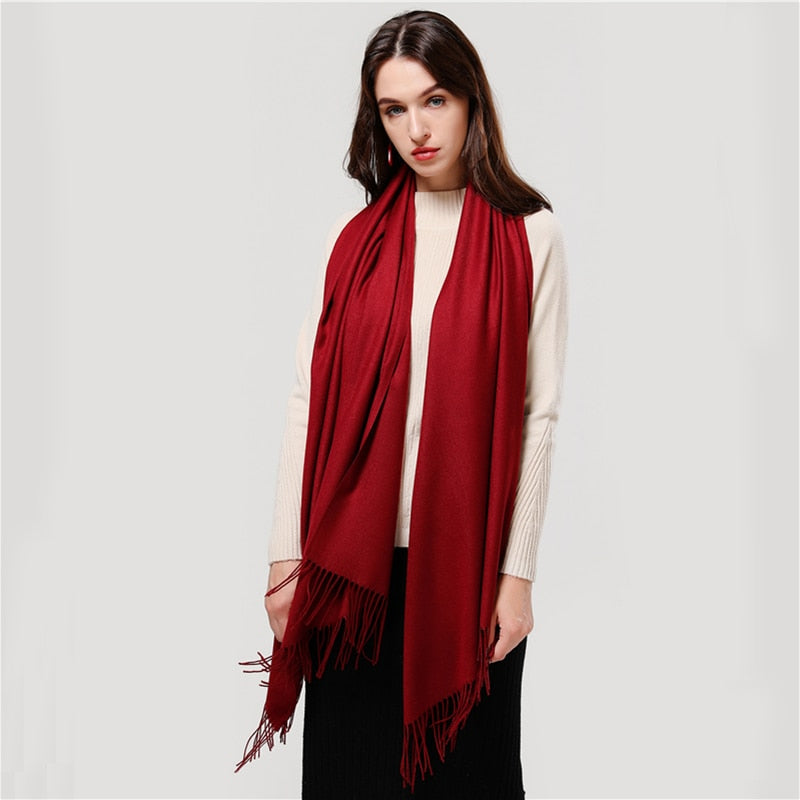 Fashion Women Scarf Winter Hijabs Tassels Long Lady Shawls Cashmere Like Pashmina Bandana Scarves Wraps Echarpe