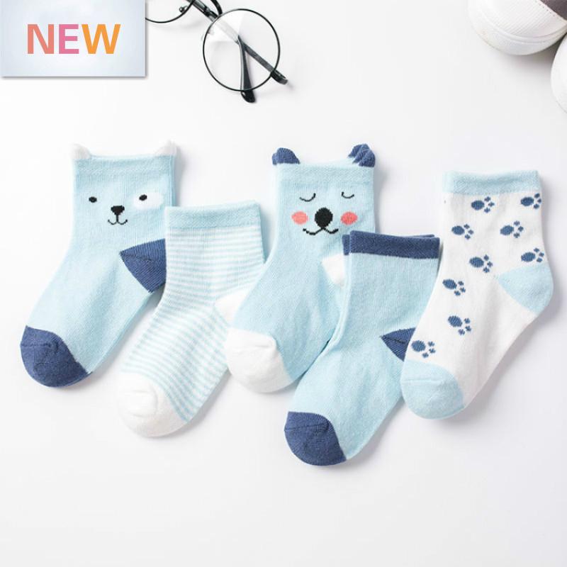 5 Paar Babysocken Neugeborenes Baby Jungensocken 0-1-3-7 Jahre Kinder Reine Baumwolle Tierdesign Fadeless Weiche Kindersocken