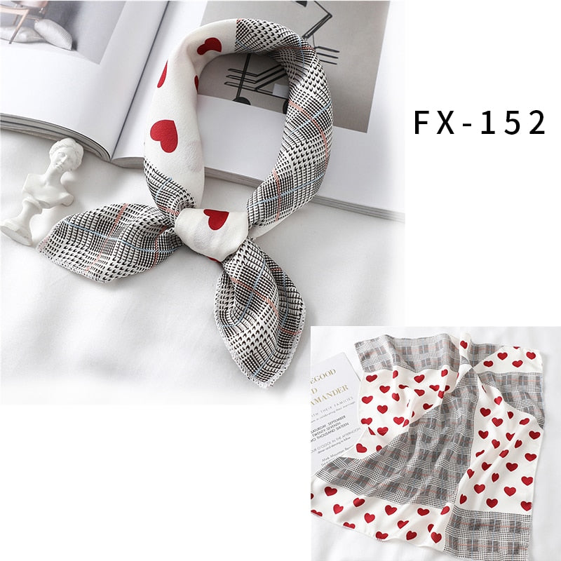 Square Silk Scarf Women Fashion Print Small Neck Scarfs Office Lady Hair Band Foulard Hand Kerchief Female Bandana Shawl