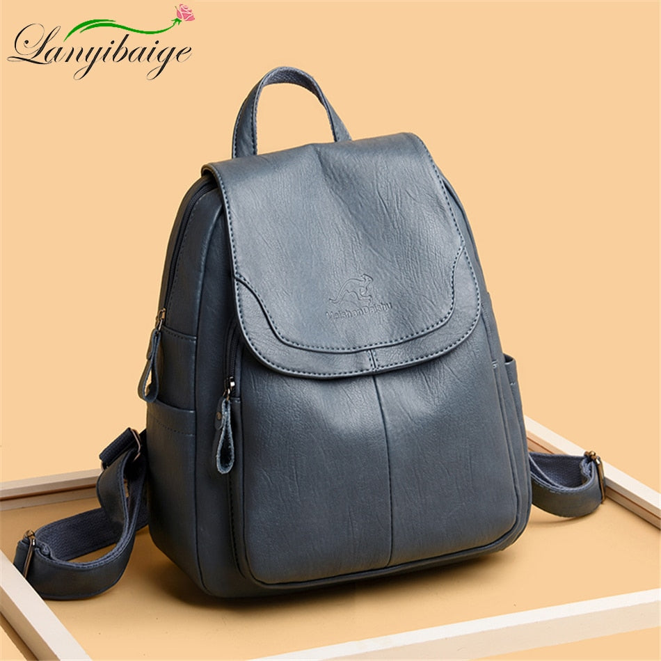 Damen-Rucksack aus Leder mit großem Fassungsvermögen, Vintage-Tasche aus hochwertigem Leder, Schultaschen, Reiserucksack, Damen-Büchertasche