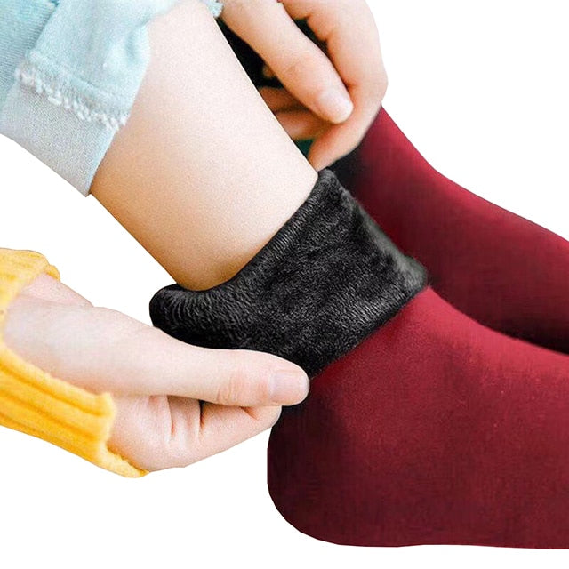 Samt Damen Winter warm verdicken Thermosocken weich lässig einfarbige Socke Wolle Kaschmir Haus Schneestiefel Bodensocke