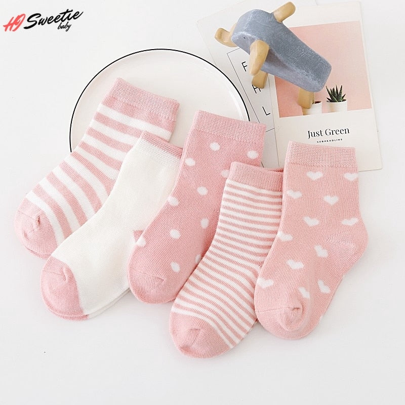 5Pairs Baby Socks Newborn Baby Boy Socks 0-1-3-7 Years Kids Pure Cotton Animal Design Fadeless Soft Children Socks