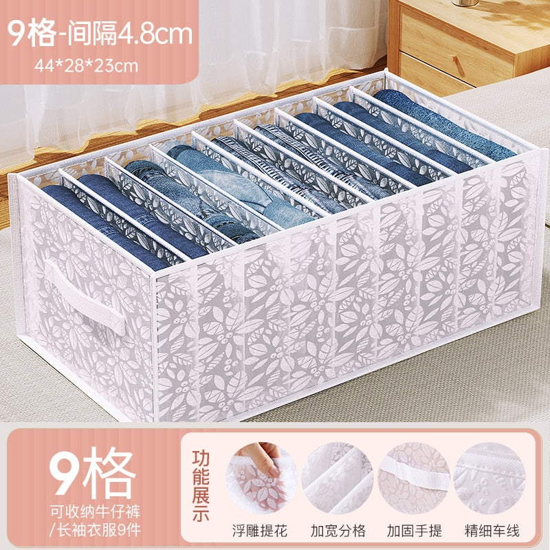 Sweater Clothes Storage Grid Boxes Student Dormitory Wardrobe Closet Drawer Organizer Pants Clothing Separation Box