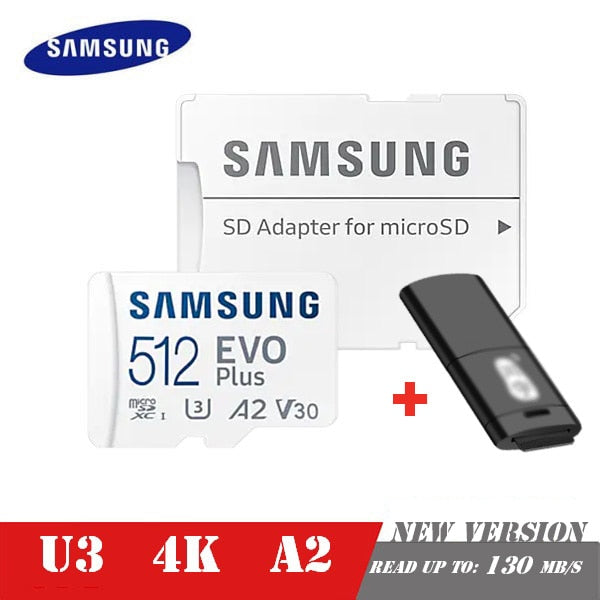 SAMSUNG EVO Plus Carte mémoire 32 Go/SDHC 64 Go/128 Go/256 Go/512 Go SDXC Micro SD/TF Cartes Flash MicroSD