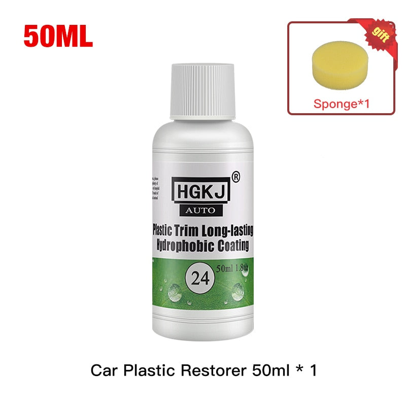 Revitalisant de restauration en plastique Rénovateur en plastique Revêtement durable pour les caoutchoucs de voiture Remise à neuf Propre Brillant Noir Éclat