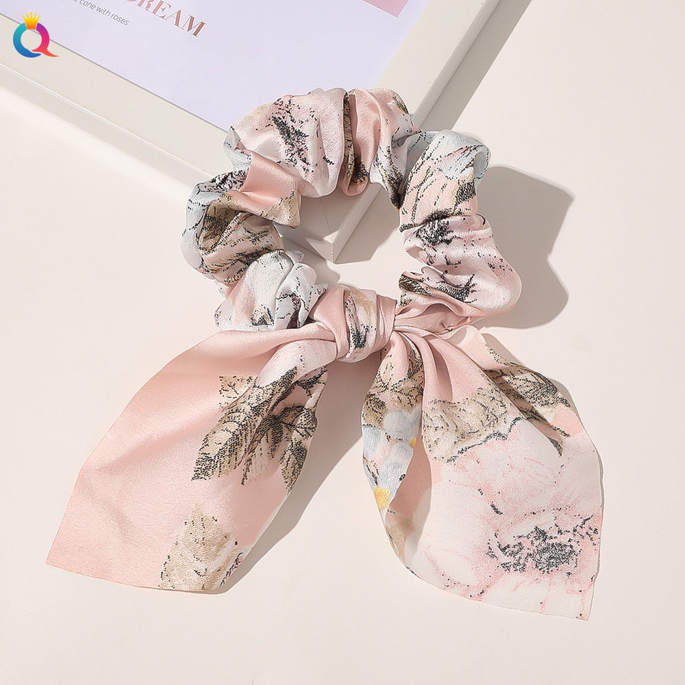 Chiffon Bowknot Elastische Haarbänder für Frauen Mädchen einfarbig Scrunchies Stirnband Haargummis Pferdeschwanzhalter Haarschmuck