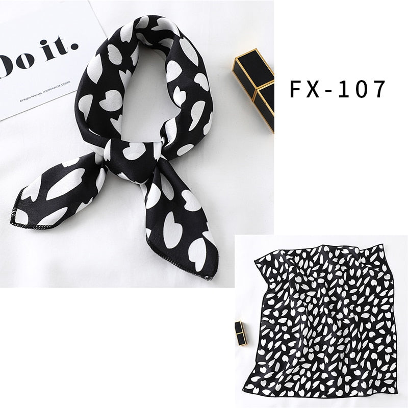 Quadratischer Seidenschal Damen Mode Druck Kleine Halstücher Bürodame Haarband Foulard Hand Halstuch Weiblicher Bandana Schal