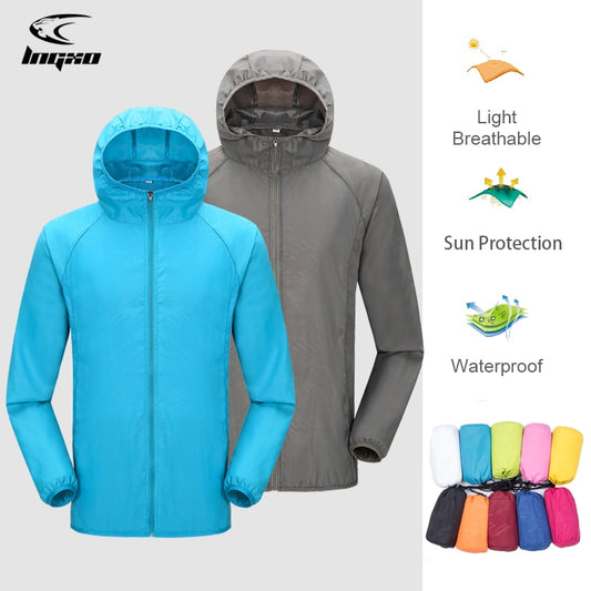 Camping pluie veste hommes femmes imperméable Protection solaire vêtements pêche chasse vêtements séchage rapide peau coupe-vent avec poche