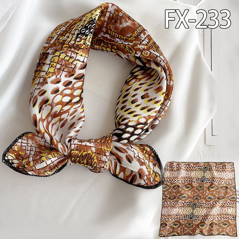 Square Silk Scarf Women Fashion Print Small Neck Scarfs Office Lady Hair Band Foulard Hand Kerchief Female Bandana Shawl